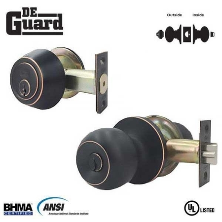 DEGUARD :Premium Entry Combo Lockset - UL Listed - KW1 Keyway - Oil Robbed Bronze DBL01-ORB-KW1